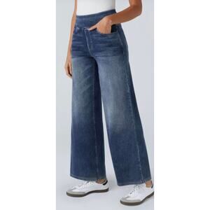 Halara Flex High Waisted Pockets Baggy Wide Leg Washed Sz L New